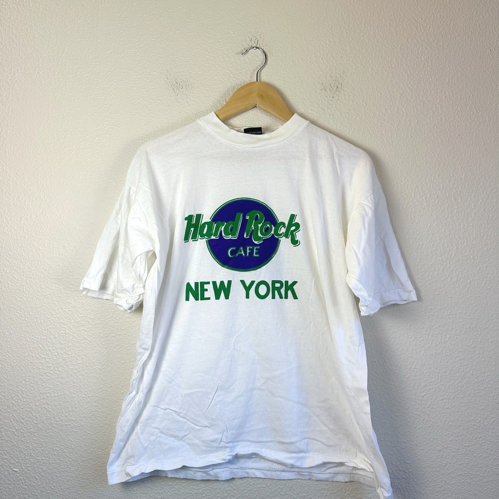 Vintage 90s Hard Rock Cafe Graphic T-Shirt Mens Large White Vintage New York Tee